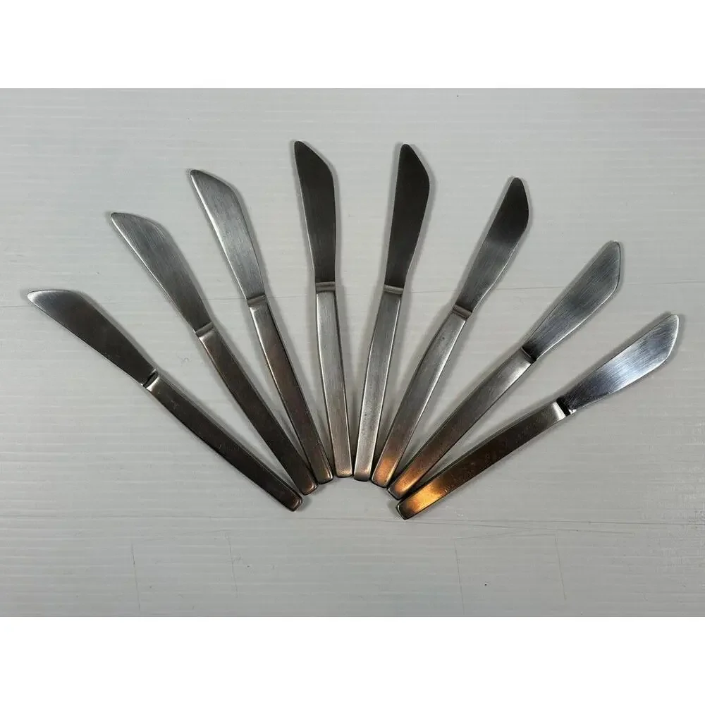 8pc Vintage Sipelia Malta Stainless Steel Dessert Knife Sheffield‎ England MCM